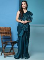 Pure Sattin Morpeach Party Wear Sequins Work Ready To Wear Saree